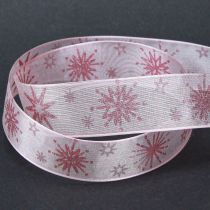 Artikel Geschenkband Sterne Weihnachtsband Rosa 25mm 20m