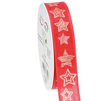 Artikel Geschenkband Sterne Weihnachtsband Rot Gold 25mm 18m