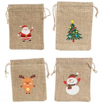 Artikel Geschenktasche Weihnachten Jutebeutel Natur 10×13cm 8St