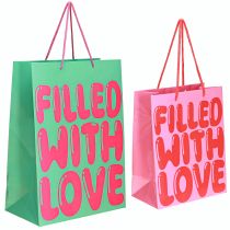 Artikel Geschenktüte mit Henkeln „Filled with Love“ H36/23cm 2er-Set