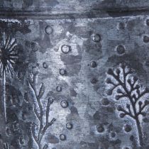 Artikel Gießkanne Metall Deko Grau Blumen Schwarz Ø13cm H13cm