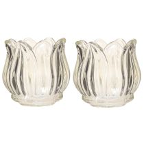Artikel Glas Teelichthalter Tulpe Teelichtglas Klar Ø7cm H7cm 2St