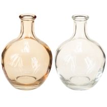 Artikel Glasflasche Minivase Amber und klar Ø7,5cm H11cm 4St