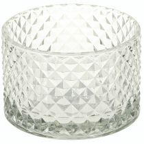 Artikel Glasschale Teelichthalter Retro Raute Klar Ø10,5cm 2St