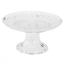 Artikel Glasteller auf Fuß Flache Glasschale mit Muster Klar Ø15cm