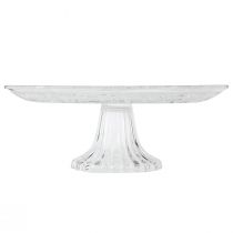 Artikel Glasteller auf Fuß Flache Glasschale mit Muster Klar Ø25cm