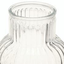 Artikel Glasvase Blumenvase Glas Rillen Retro Klar Ø13,5cm H20cm