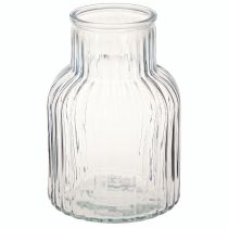 Artikel Blumenvase mit Rillen Glasvase in Blau Ø13,5cm H20cm