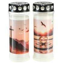 Artikel Grabkerzen Grablichter Sonnenuntergang Ø7,5cm H20cm 2St