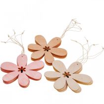 Artikel Deko Blume Holzanhänger Holzblume Orange/Rosa/Gelb 12St