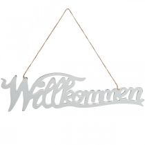 Artikel Willkommen zum Aufhängen, Holzdeko im Shabby Chic, Weiß L34cm 6St
