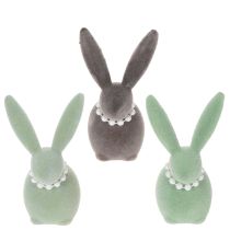 Artikel Osterhasen Deko mit Perlenkette Häschen für Wohnzimmer und Ostertisch 13cm 3St