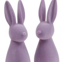 Artikel Deko Hase Deko-Osterhase – 2. Wahl – Beflockt Flieder Lila H29,5cm 2 St