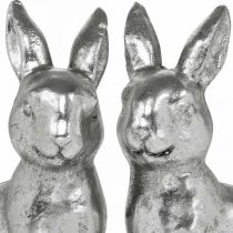 Artikel Deko Hase sitzend Osterdeko Silbern Vintage H13cm 2 St