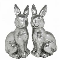 Artikel Deko Hase sitzend Osterdeko Silbern Vintage H13cm 2 St