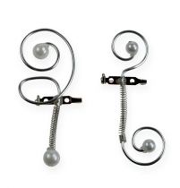 Artikel Hochzeitsanstecker mit Perlen, Silber 8cm 24 St