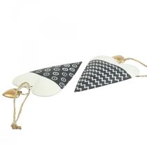 Artikel Herz Schwarz Weiß Metall Deko zum Hängen 7,5×11cm 4 St