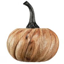 Artikel Holz Kürbis mit Stiel aus Metall Natur Schwarz Ø12cm H13cm