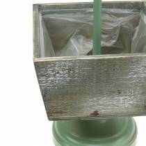 Artikel Pflanztopf mit Fuß Wetterfahne Holz Natur/grün 26x20cm H68cm