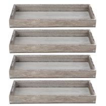 Artikel Tablett rechteckige Form Holztablett ideal für Deko Balkon und Wohnräume 30cm 4St