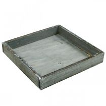 Artikel Tablett Holz eckig Grau, Weiß gewaschen Deko-Tablett 19×19cm 2St