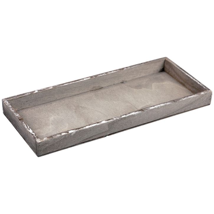 Artikel Holztablett Vintage Eckig Dekotablett Holz Grau 35×15×3cm
