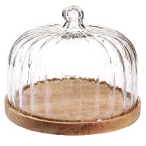 Artikel Holzteller mit Käseglocke Deko Teller Holz Ø29cm H22cm