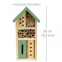 Artikel Insektenhotel Grün Holz Nisthilfe Garten Insektenhaus H26cm