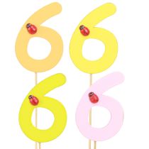 Artikel Jubiläumszahl „6“ Holzstecker Bunt Zahlenstecker 7cm 16 St
