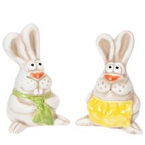 Artikel Osterhasen Figuren Handbemalte Keramik Deko Lustiges Design für Ostern dekorieren 11cm 4St