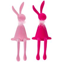 Artikel Osterhase Dekoration Kantenhocker mit Federboa für Sideboard oder Regal 36cm 2St