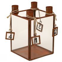 Artikel Kerzenhalter Advent zum Befüllen Rost Metall 10×10×15,5cm