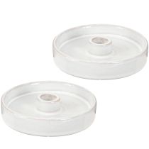 Artikel Kerzenhalter Keramik Weiß – Moderner Kerzenleuchter für Stabkerzenhalter Ø13cm 2 St