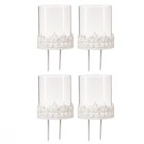 Artikel Kerzenhalter mit Dorn Teelichthalter Weiß H8cm 4 St