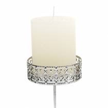 Artikel Florale Kerzenhalter zum Stecken Silbern Ø7,4cm H12,5cm Antik-Optik 4 St