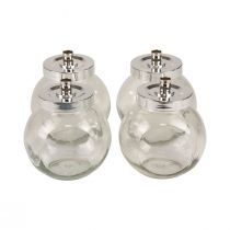 Artikel Kerzenständer Glas Metall Kerzenhalter Silber Ø10,5cm 4 St