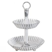 Artikel Etagere Shabby Chic Metall Weiß 2-stöckig Ø16,5cm