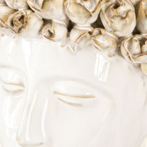 Artikel Kopfvase Keramik Vase mit Rosen Weiß Braun Ø19cm H2,5cm