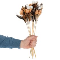 Artikel Künstliche Wachteleier Deko Federn am Stab 36cm 12St