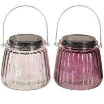 Artikel LED Gartenleuchte Glas Solar zum Hängen Lila Ø10,5cm 2St