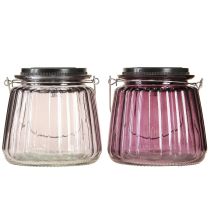 Artikel LED Gartenleuchte Glas Solar zum Hängen Lila Ø10,5cm 2St