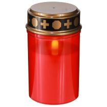 Artikel LED Grablicht mit Timer Friedhofskerze für Batterie Rot H12,5cm