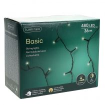 Artikel LED Reislichterkette für außen 480er 36m Schwarz/Warmweiß