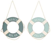 Artikel Rettungsring Holz Deko zum Hängen Maritim Blau Ø13cm 2St