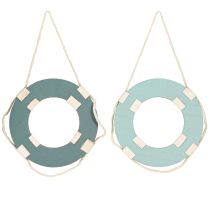 Artikel Rettungsring Holz Deko zum Hängen Maritim Blau Ø13cm 2St