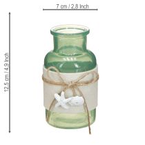 Artikel Maritime Flaschenvasen mit Filz Blau Grün Weiß 12,5cm 3St