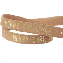 Artikel Merry Christmas Dekoband Samt Braun Gold B15mm L5m