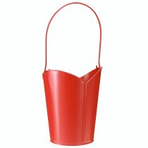 Artikel Metall Übertopf Herz Deko mit Henkel Rot Ø12cm H15/9cm