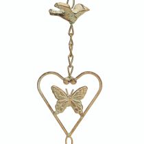 Artikel Metall Windspiel mit Herz und Glocke Gartendeko Antik 72cm