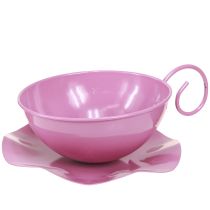 Artikel Metalltasse Ø16cm H9cm Deko Tasse mit Unterteller Pink 2St